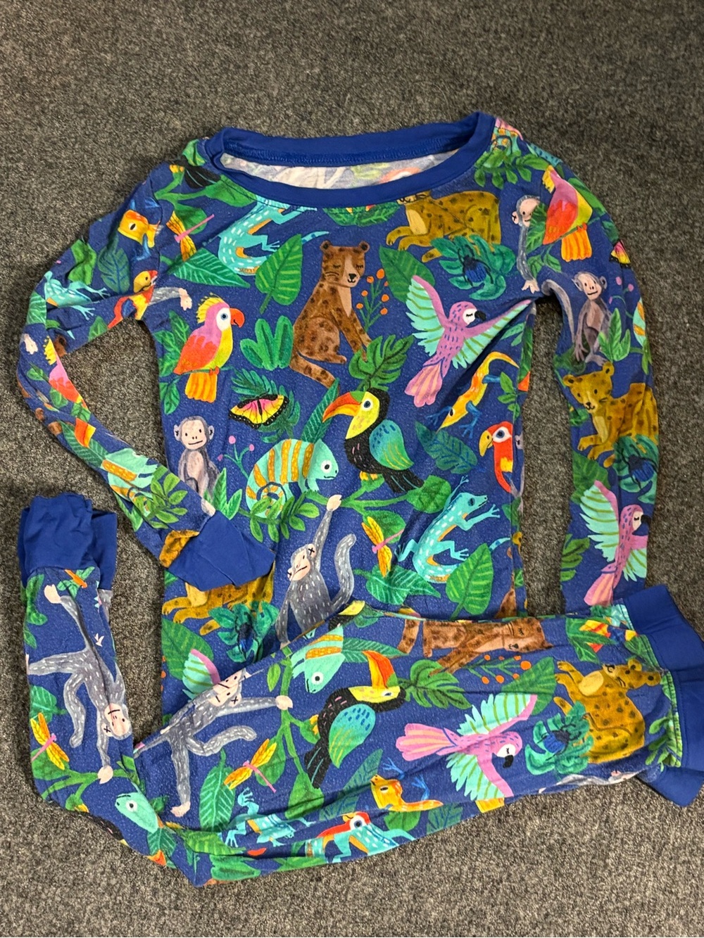 Little Sleepies Blue Tropical Jungle Animal Pajama Set